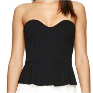 Babaton Peplum Top Black Strapless  Zip Closure Women 4 @j1